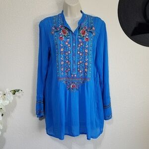 Johnny Was Embroidered Tunic Blouse